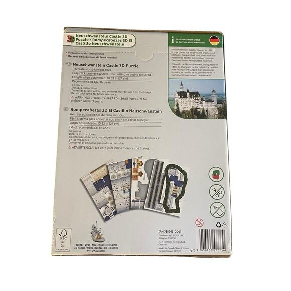 Puzzle Playtive Neuschwanstein Castle 3D 64 piece Architecture NEW SEALED - Picture 7 of 7